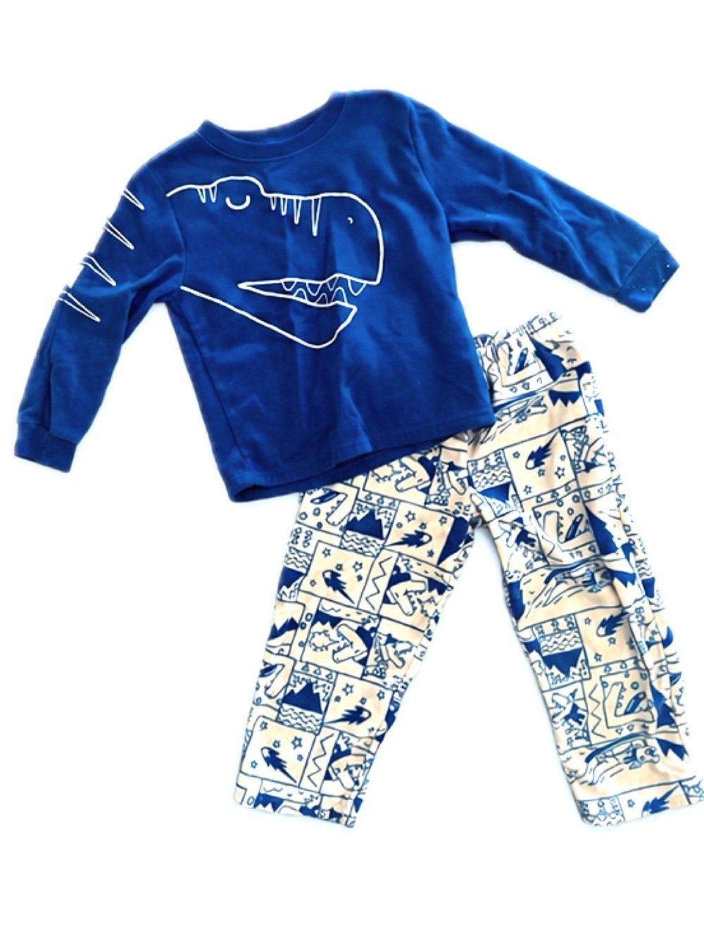 Carter’s Dino Fleece Pajama Set Size 4T Blue Dinosaur 2 Piece PJs